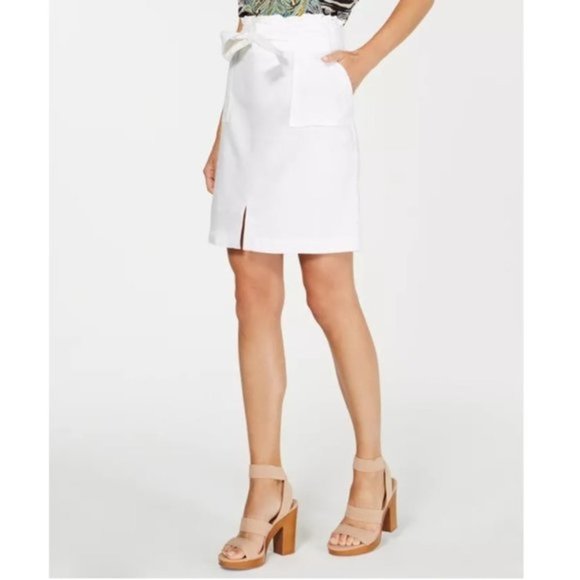 INC International Concepts Dresses & Skirts - New INC White Paperbag-Waist Skirt XL​